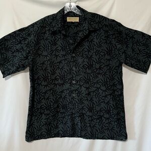 JOHARI WEST Shirt Mens XL Green Hawaiian Bamboo Button Down Shirt Short Sleeve